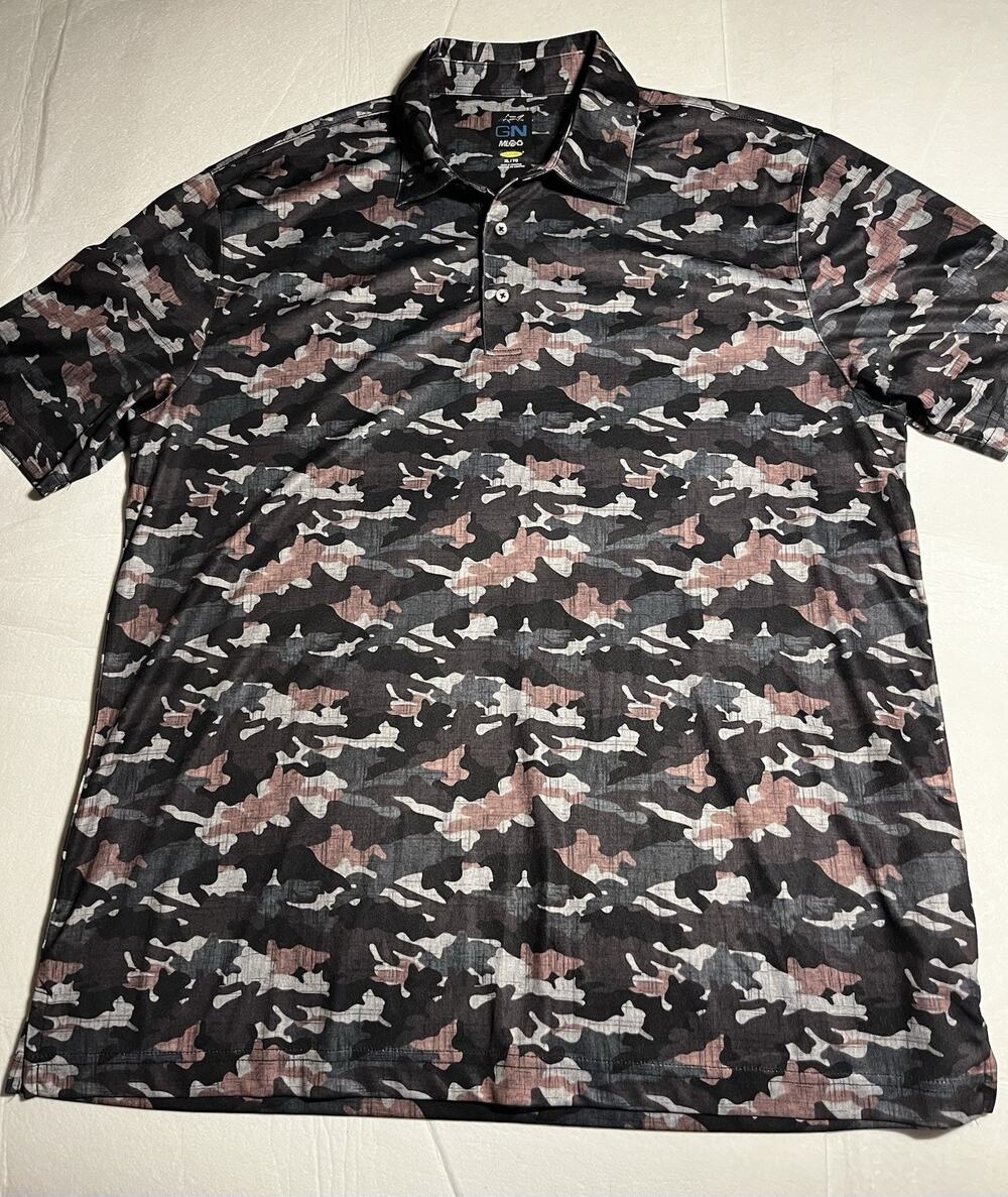 Greg Norman ML75 Play Dry Mens XL Camo Golf Polo Shirt Shark Performance Black